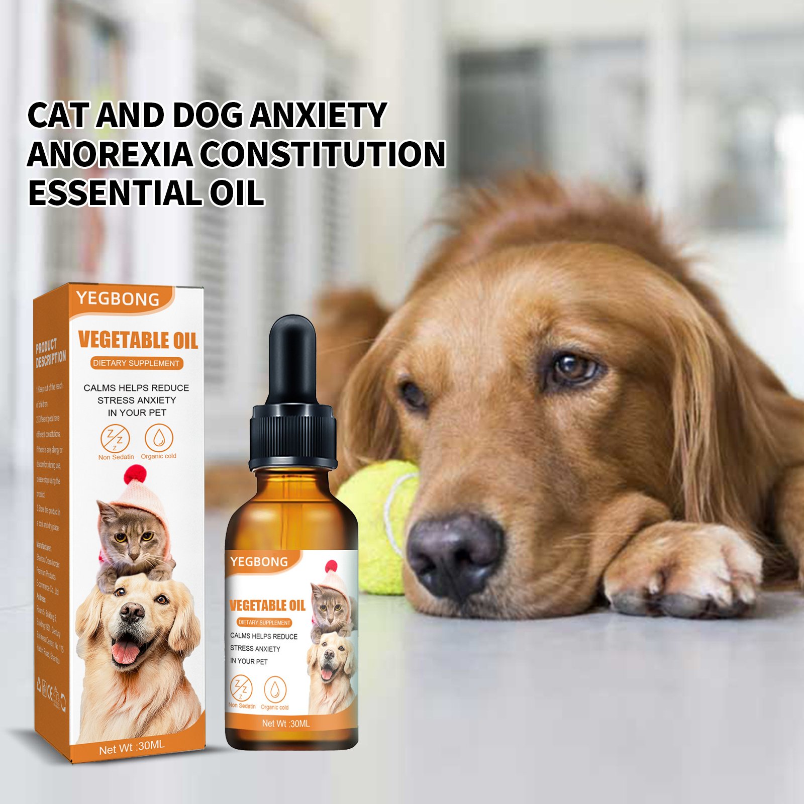 Pet Calming Hemp Oil For Dogs & Cats, Natural Anxiety Relief Supplement, Improve Appetite & Support Pet Health, 30ml - Image 2