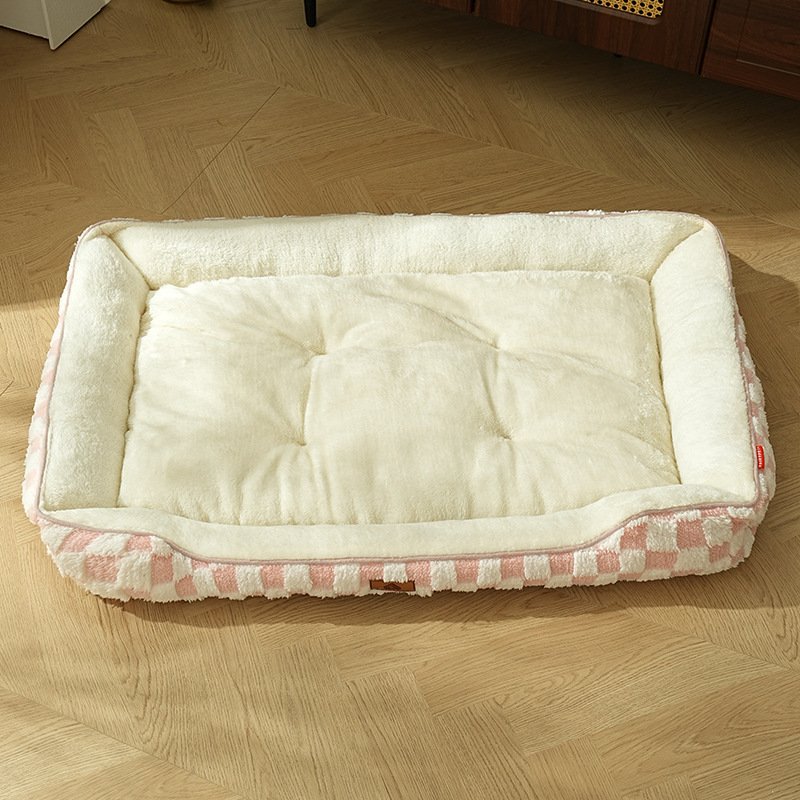 Thickened Warm Plaid PP Cotton Dog Bed - Image 4