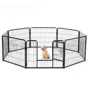 Dog Playpen Indoor Fence Height Metal Exercise Pen With Door Small Puppy-Medium-Large Dogs Animal Pet For Outdoor, Garden, Yard