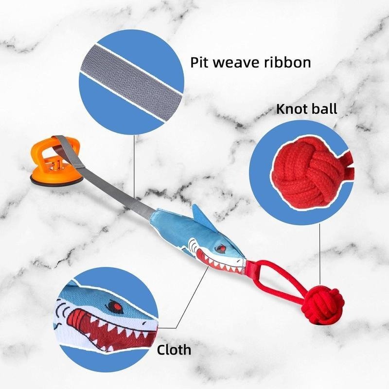 PROKEl Shark Shaped Pet Toy, Interactive TwineToy Ball Dog Toy With Suction Cup, Pet Chew ToyFor Dogs & Cats Funny Dogtoys Squeaky Toys Dogtraining Rope Toy - Image 5
