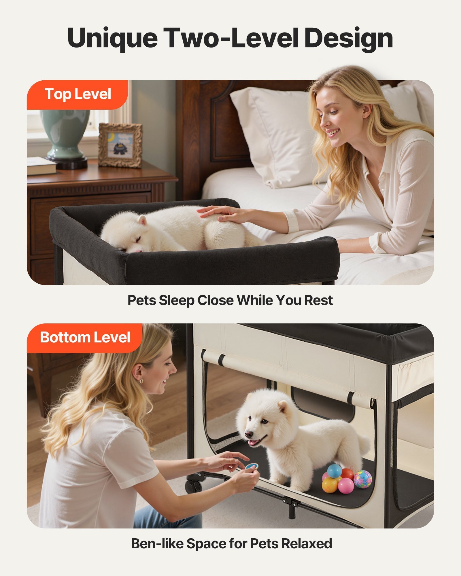 Elevated Lounge Pet Bed Foldable Bunk Dog Bed With Wheels & Side Bags L - Image 2