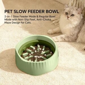 Green Dual-purpose Slow Food Bowl, Fast&slow Food Can Be Freely Switched To Adapt To Different Pet Eating Habits, Cross-border Hot Selling Pet Supplies