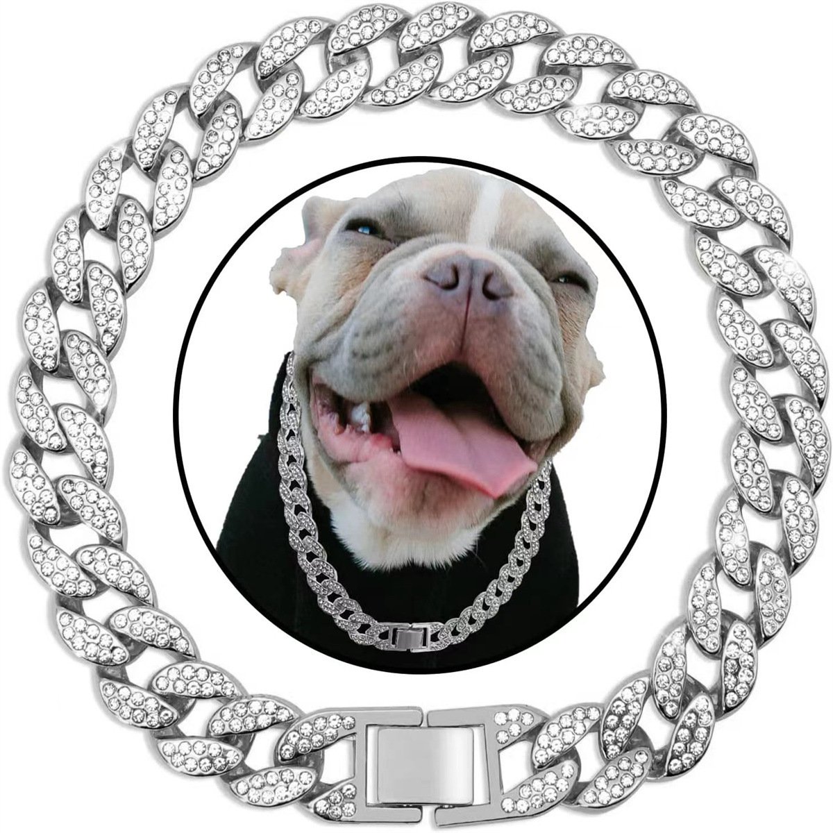 Pet Dog Collar Necklace With Diamonds Cuban Link Chain - Image 7