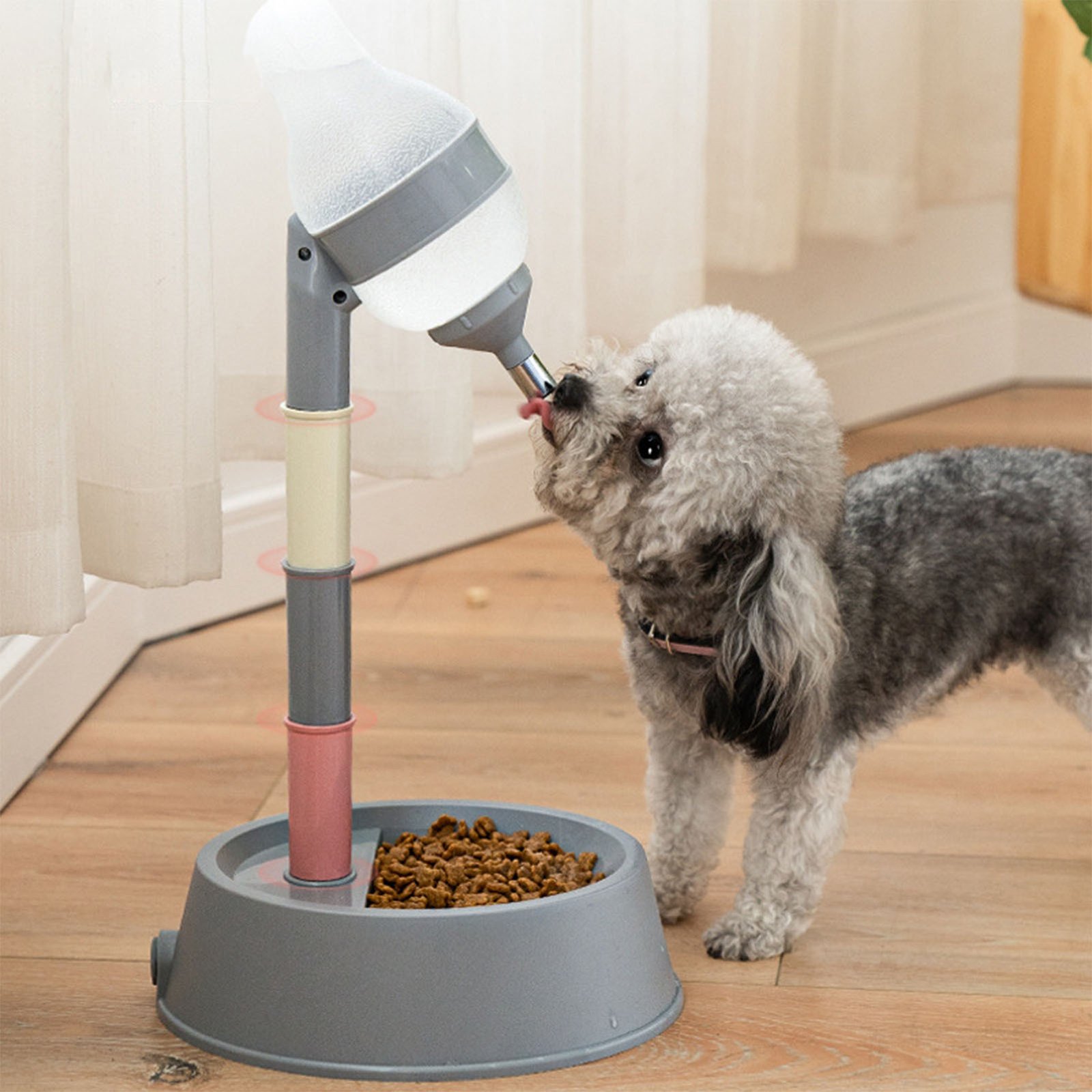 Standing Cat Water Dispenser Multipurpose Adjustable Height Automatic Dog Water Bottle Dispenser For Cats Dogs Pets Deep Gray Bottom - Image 4