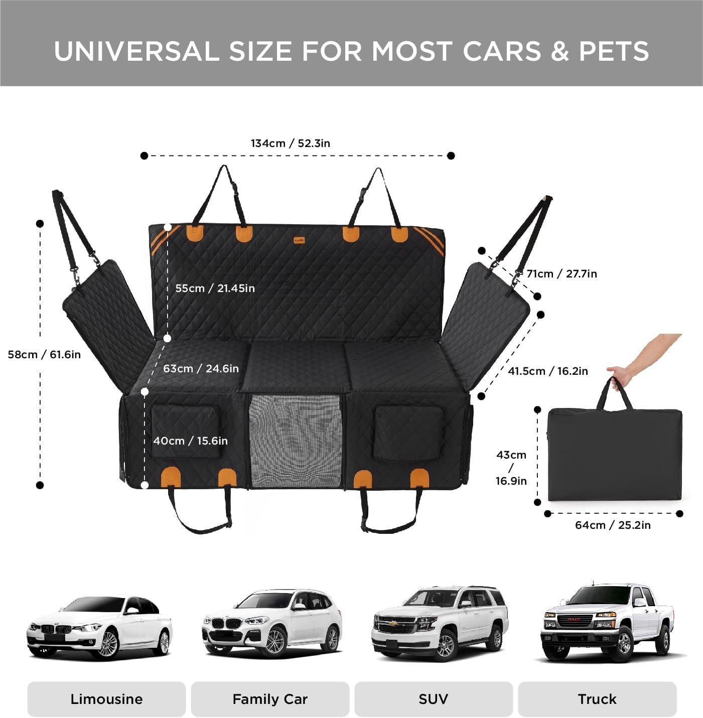 Made4Pets Pet Dog Car Back Seat Cover Back Seat Extension Pad Can Bear 400 Pounds Waterproof And Non-slip Dog Car Hammock Eight-layer Hard Bottom With PE Foam Easy To Install And Clean - Image 5