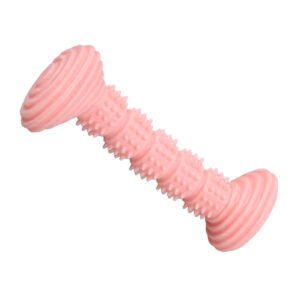 Dog Rubber Chew Toys Cute Bone Shape Teeth Cleaning And Grinding Soft Puppy Teething Chew Toys For Small Medium Dogs Pink