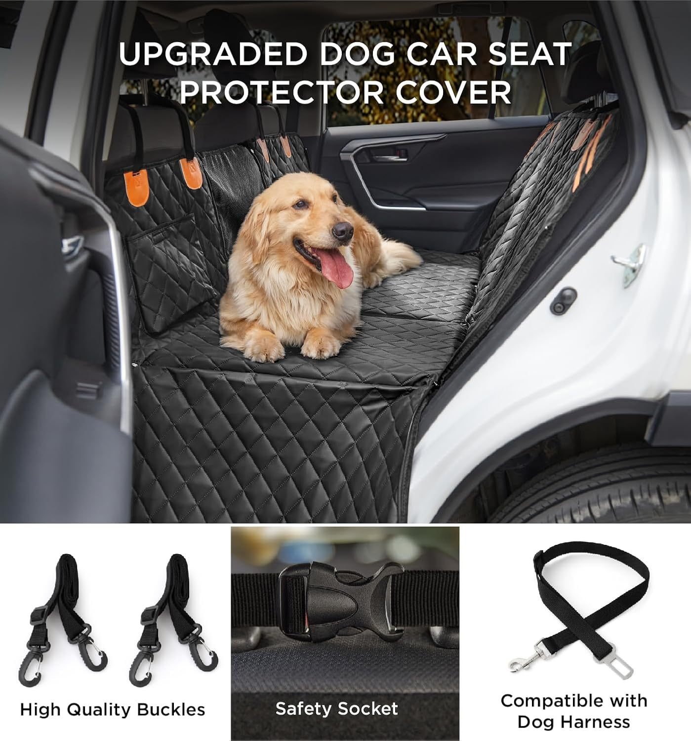 Made4Pets Pet Dog Car Back Seat Cover Back Seat Extension Pad Can Bear 400 Pounds Waterproof And Non-slip Dog Car Hammock Eight-layer Hard Bottom With PE Foam Easy To Install And Clean - Image 7