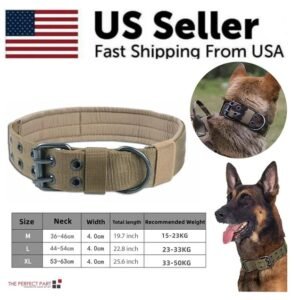 Wide Tactical Heavy Duty Nylon Large Dog Collar K9 Military With Metal Buckle