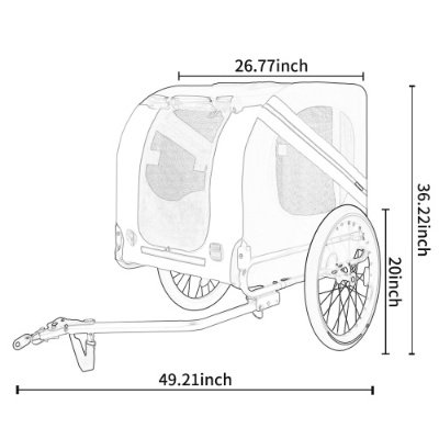 Large Folding Bike Trailer For Dogs 120LB Capacity All-Terrain Pet Carrier, Durable Steel Frame For Cycling, Jogging, Camping Outdoor Adventures - Image 9