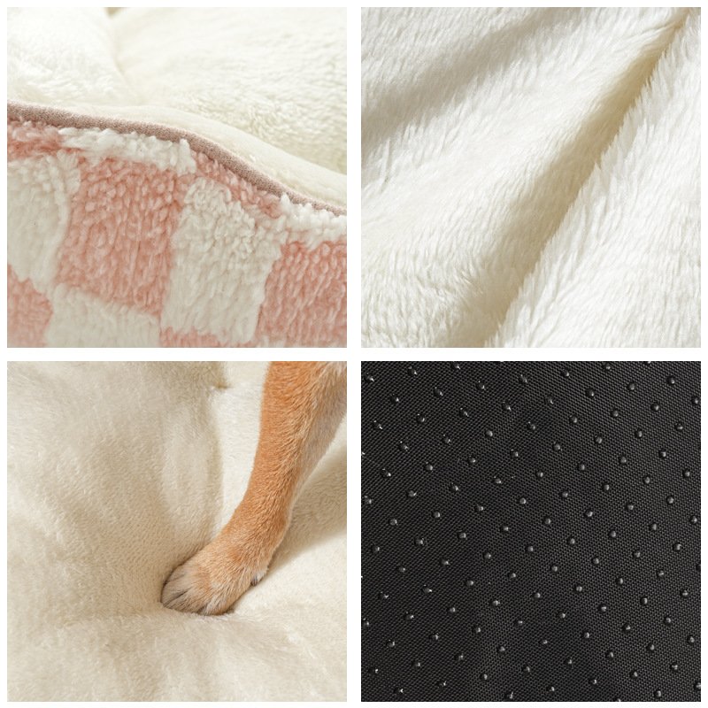 Thickened Warm Plaid PP Cotton Dog Bed - Image 2