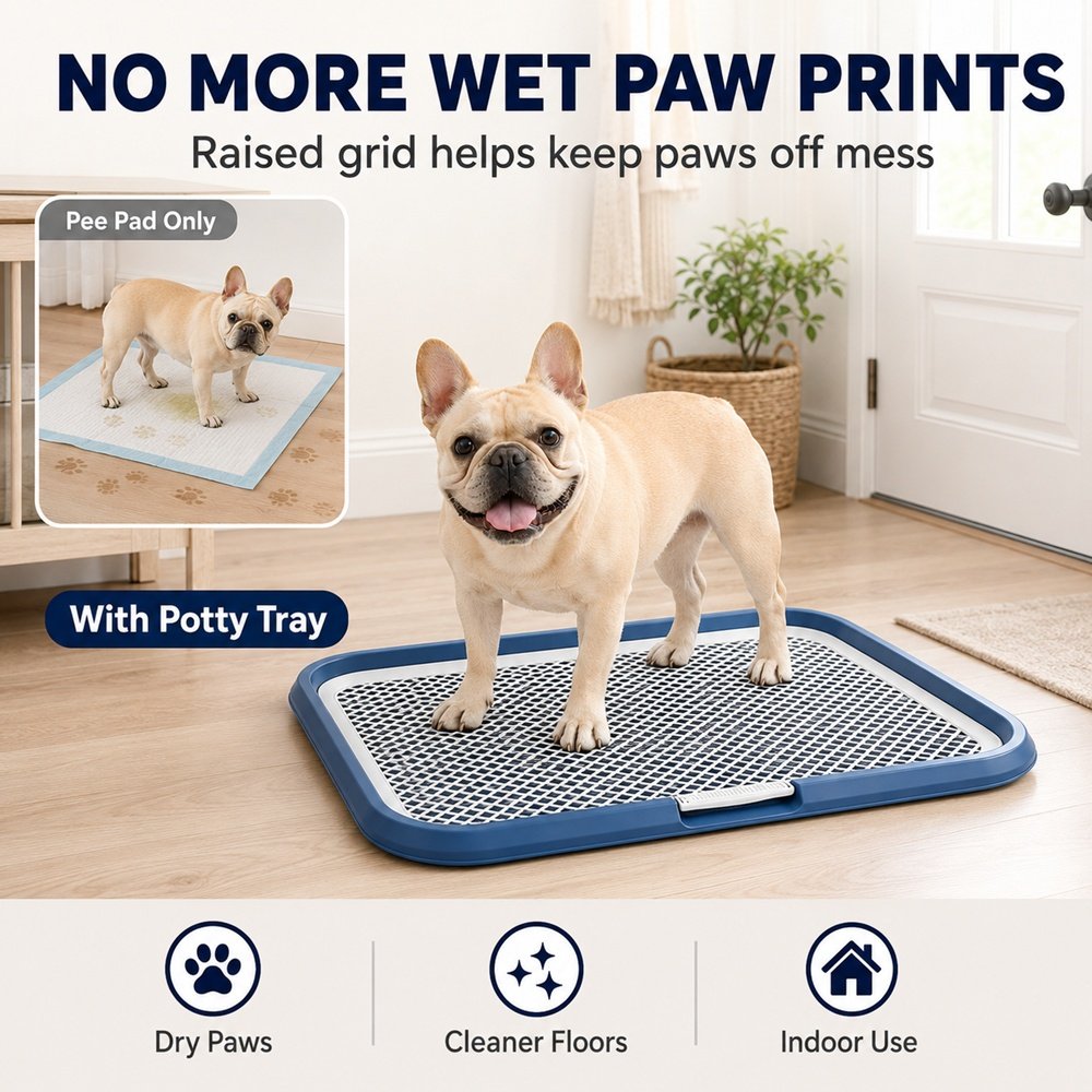 Dog Potty Tray With Removable Grating, Leak-Proof Indoor Dog Toilet For Puppy Training - Image 3