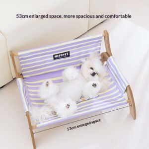Striped Chaise Lounge Solid Wood Sofa Dog Bed