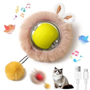 Interactive Toys Ball For Cats, Dog,Agile Moving Cat Ball ,Motion Activated Automatic Moving Ball With Lights,with Fluffy Tail And Bunny Ears For Indoor Pets