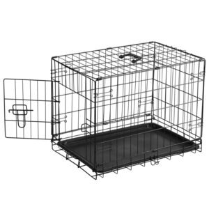 Single Door Dog Cage - Durable Metal Pet Kennel, Secure Lock, Collapsible Design, Removable Tray For Easy Cleaning, Portable Puppy Cage