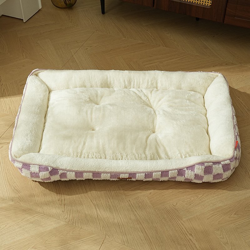 Thickened Warm Plaid PP Cotton Dog Bed - Image 5