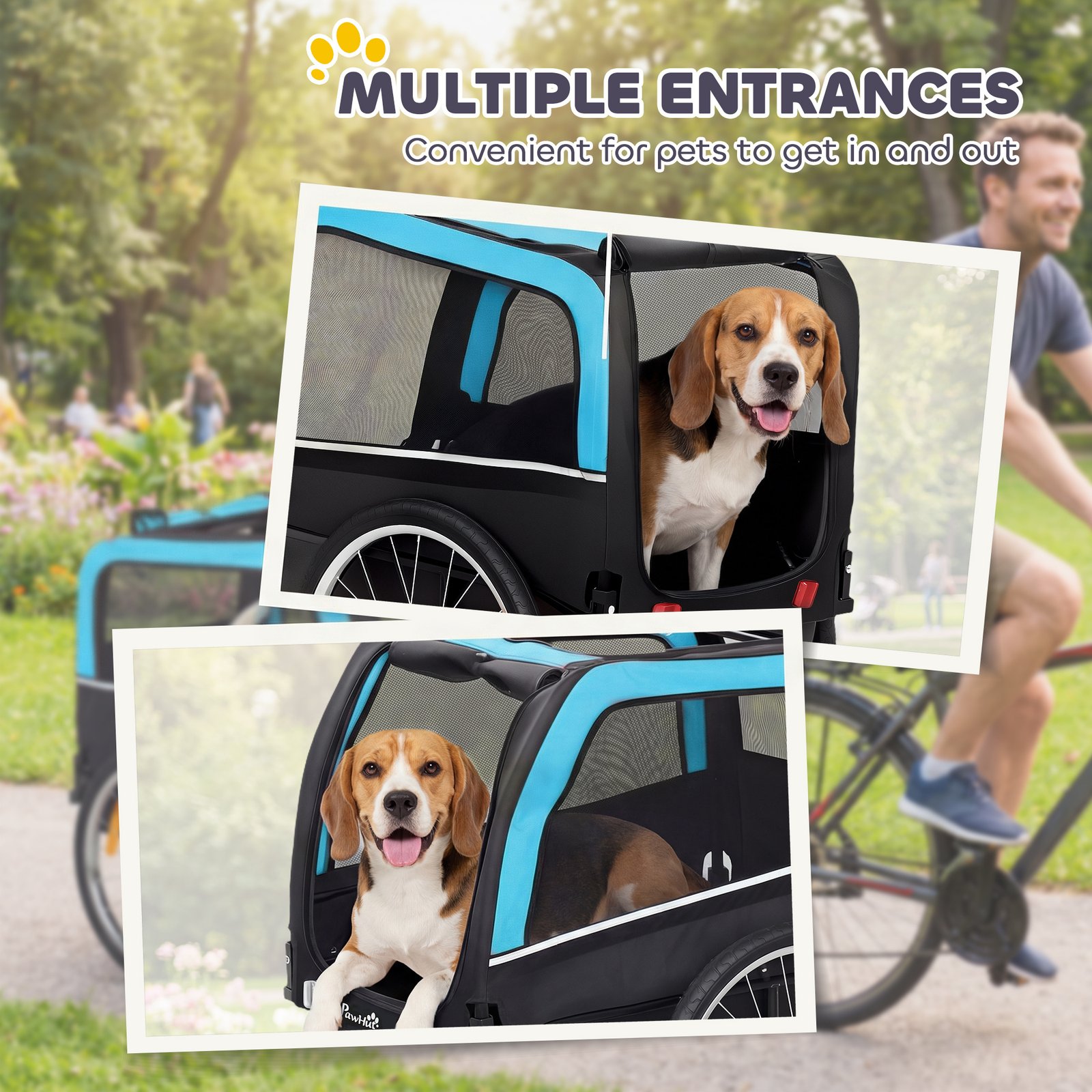 Dog Bike Trailer, Pet Cart Bicycle Carrier with 20" Air Tires, Quick-Release Wheels, Reflectors, Flag - Image 8