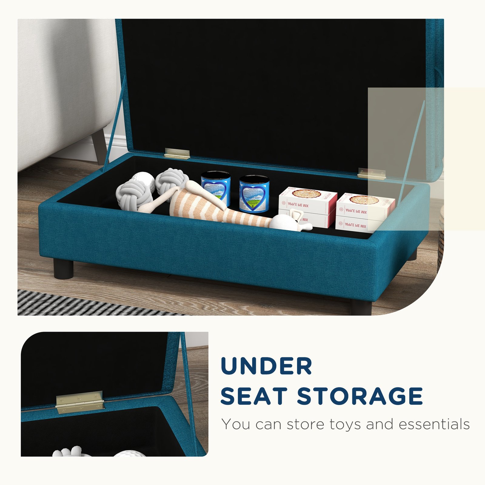 Pet Sofa Dog Sofa for Small Dogs with Storage, Dark Blue - Image 5