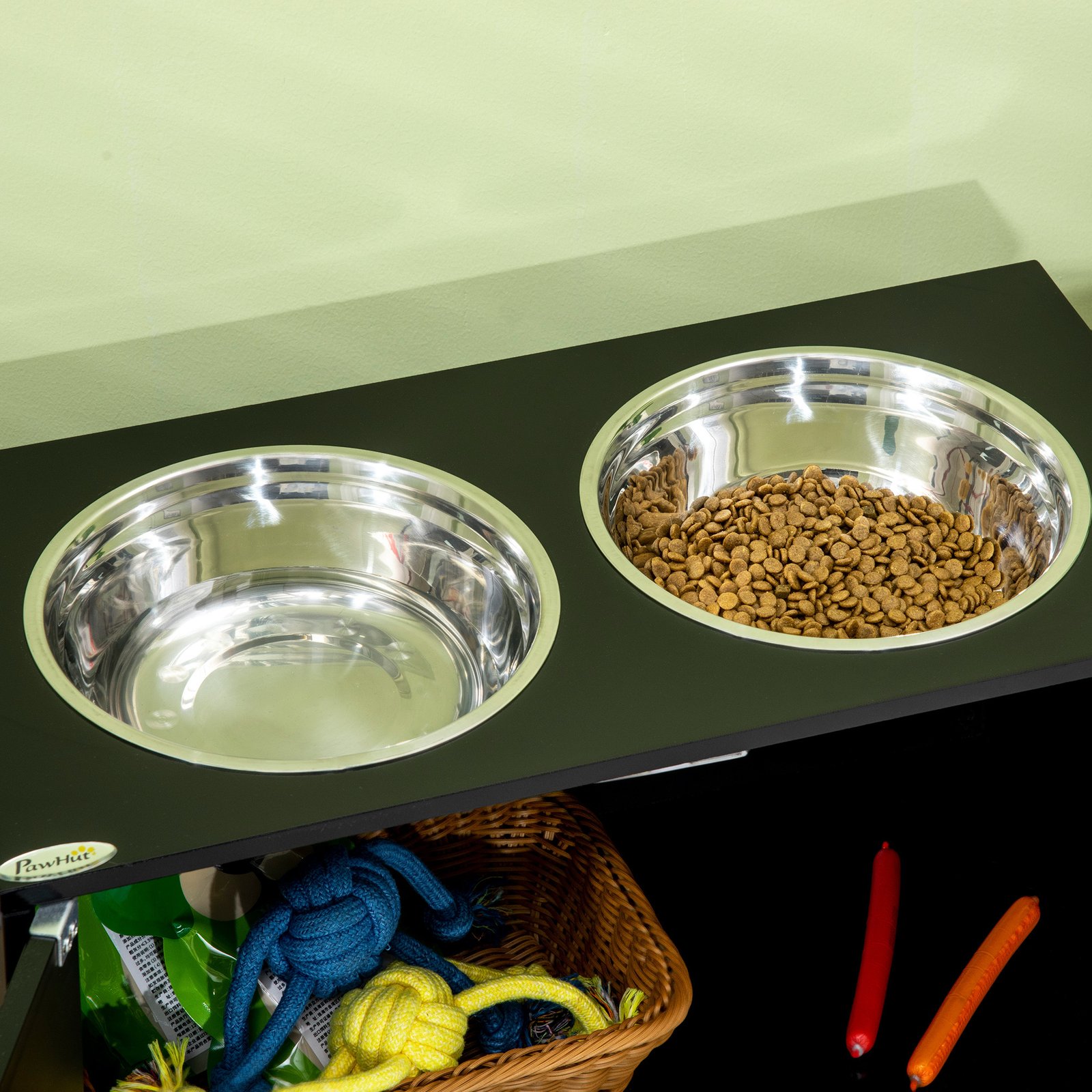 Large Elevated Dog Bowls with Storage Cabinet Containing Large 44L Capacity, Raised Dog Bowl Stand Pet Food Bowl Pet Feeding Station, Black - Image 8